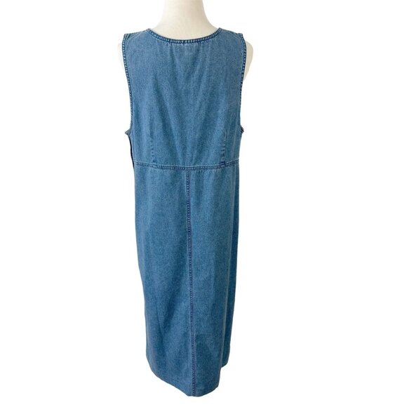 Original TY Wear Blue Denim Dress Size 12 Modest Long Side Button Jumper - Picture 6 of 7